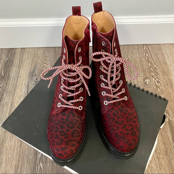 ANTHRO MAEVE 🔥 From Anthropologie - Harvest Hiker Boot in Wine Cheetah - Size 9 - Picture 4 of 6